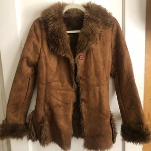 Faux Fur Lined Suede Jacket